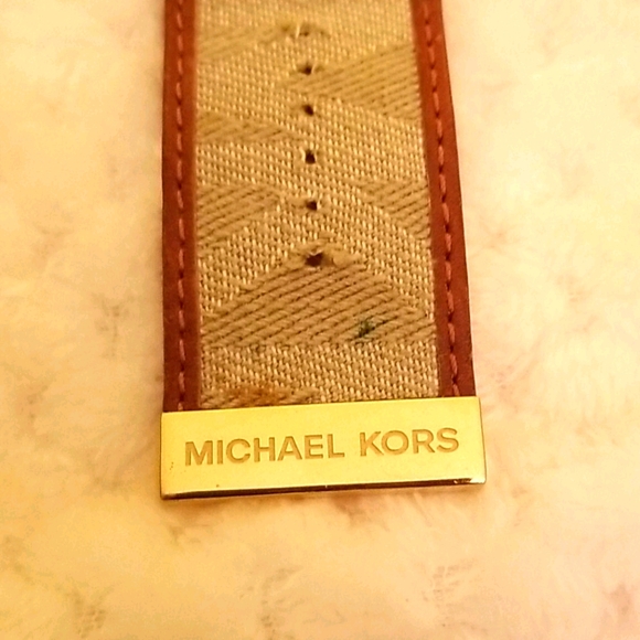 Linen Leather Watch Strap - Elegant Brown Leather, gold tone metal and linen wrapped…